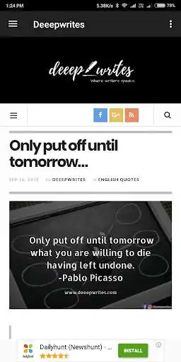 Play Deeepwrites - Shayari, Motivational Quotes  and enjoy Deeepwrites - Shayari, Motivational Quotes with UptoPlay