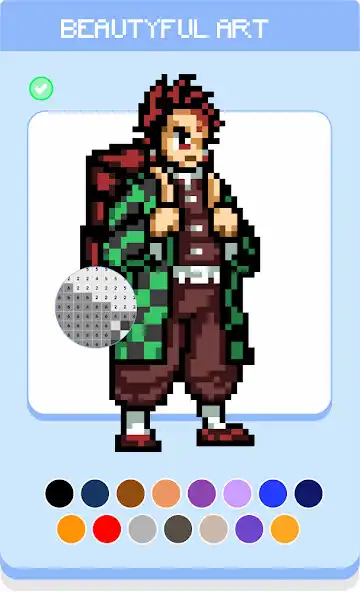 Play Demon Slayer Pixel Art Color By Number as an online game Demon Slayer Pixel Art Color By Number with UptoPlay