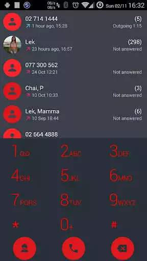 Play Dialer theme Droid L Red for Drupe and ExDialer