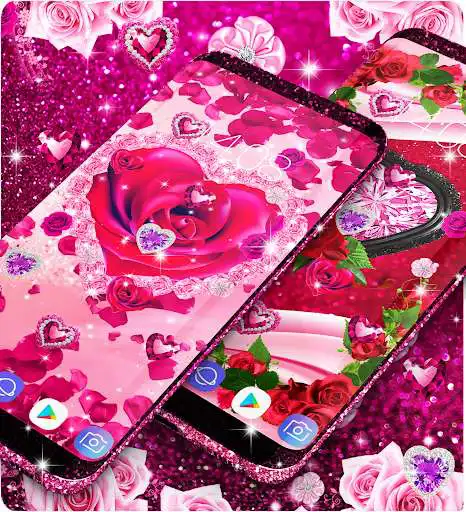 Play Diamond rose glitter wallpaper as an online game Diamond rose glitter wallpaper with UptoPlay