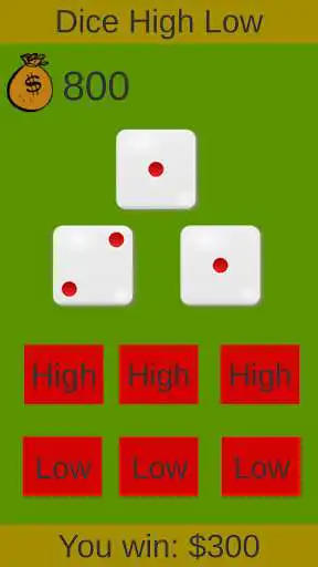 Play Dice High Low as an online game Dice High Low with UptoPlay