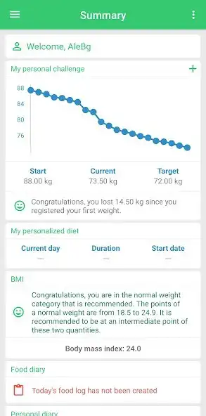 Play Diet plan, weight loss tracker as an online game Diet plan, weight loss tracker with UptoPlay