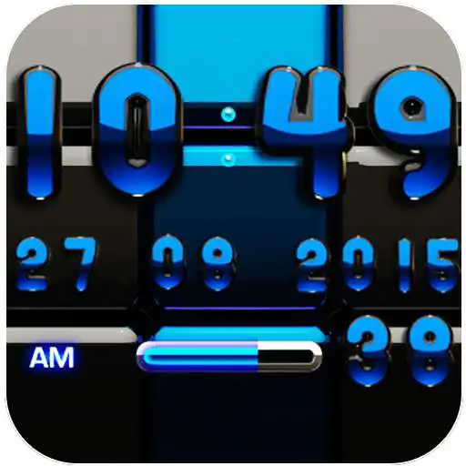 Free play online DIgi Clock Black Blue widget  APK