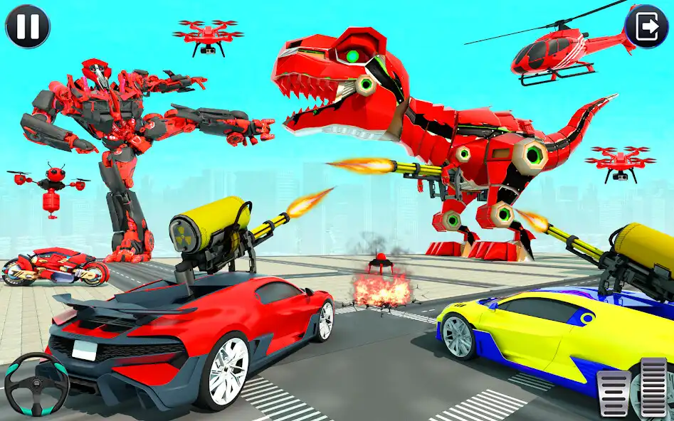 Play Dino Car Transform Robot Game as an online game Dino Car Transform Robot Game with UptoPlay