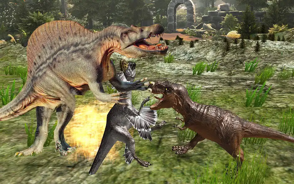 Play Dino Fighting vs Hungry T-rex as an online game Dino Fighting vs Hungry T-rex with UptoPlay