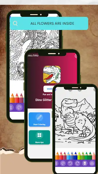 Play Dino Glitter Color Book as an online game Dino Glitter Color Book with UptoPlay