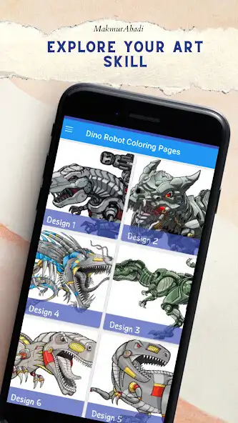 Play Dino Robot Coloring Pages as an online game Dino Robot Coloring Pages with UptoPlay