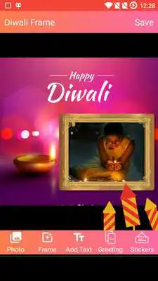 Play Diwali frame - greeting card, frame, sticker 2020