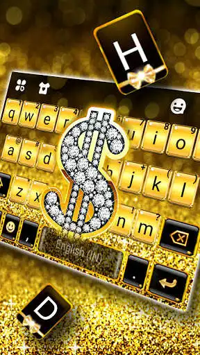 Play Dollar Gold Glitter Keyboard Theme as an online game Dollar Gold Glitter Keyboard Theme with UptoPlay