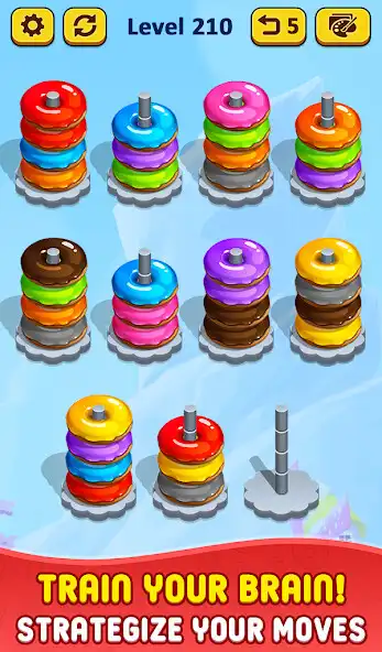 Play Donut Hoop Stack 3d Color Sort as an online game Donut Hoop Stack 3d Color Sort with UptoPlay