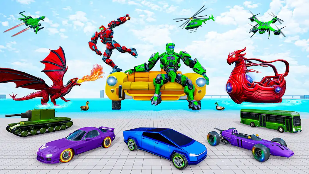 Play Dragon Robot Game: Flying Car as an online game Dragon Robot Game: Flying Car with UptoPlay