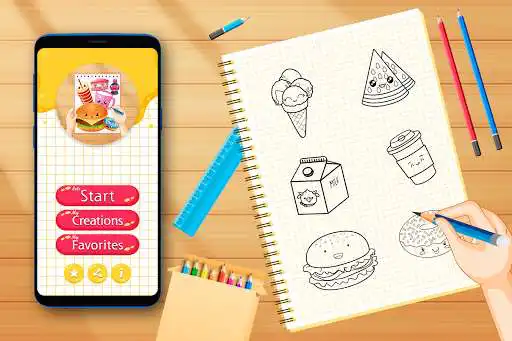 Play Draw Food & Drinks - Learn How to Draw Cute Food  and enjoy Draw Food & Drinks - Learn How to Draw Cute Food with UptoPlay