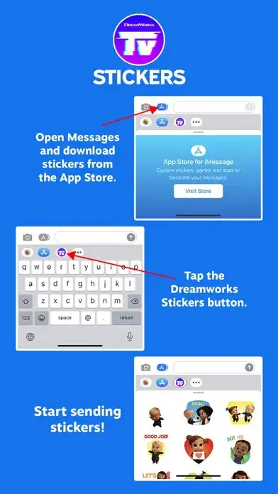 Play DreamWorks TV Sticker Pack  and enjoy DreamWorks TV Sticker Pack with UptoPlay