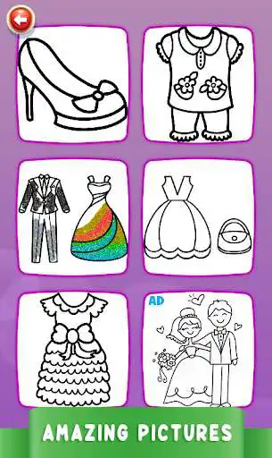 Play Dresses Coloring Book Glitter as an online game Dresses Coloring Book Glitter with UptoPlay