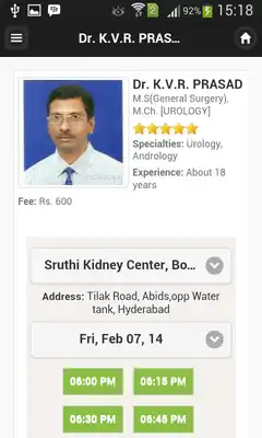 Play Dr K.V.R. PRASAD Appointments