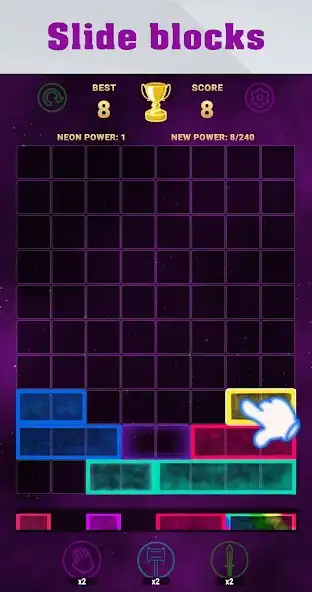 Play Drop Neon Blocks - slide the blocks and crush line  and enjoy Drop Neon Blocks - slide the blocks and crush line with UptoPlay