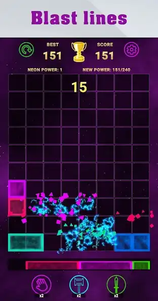 Play Drop Neon Blocks - slide the blocks and crush line as an online game Drop Neon Blocks - slide the blocks and crush line with UptoPlay