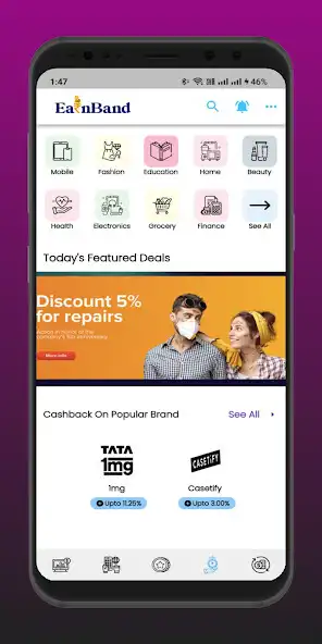 Play EarnBand - Rewards  Cashback as an online game EarnBand - Rewards  Cashback with UptoPlay