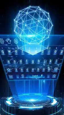 Play Earth holographic 3D neon blue keyboard