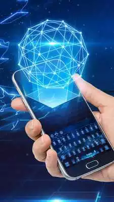 Play Earth holographic 3D neon blue keyboard