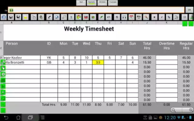 Play e-Droid-Cell Light Spreadsheet
