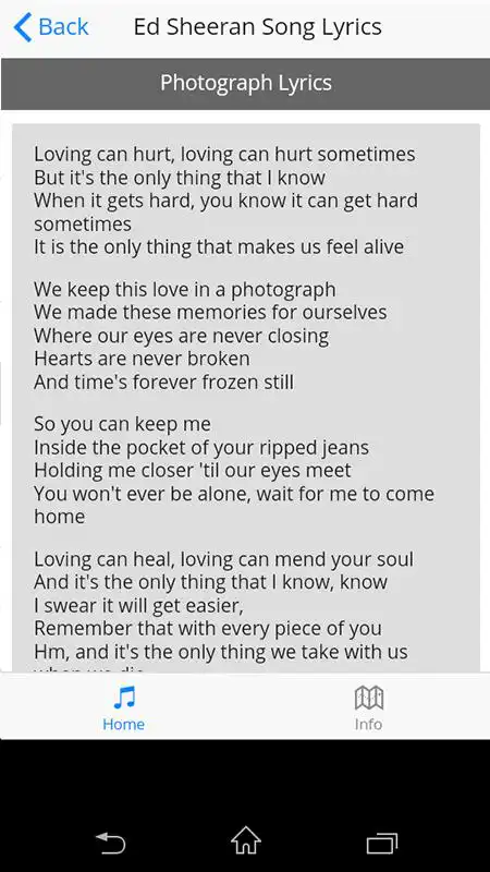 Play Ed Sheeran Song Lyrics