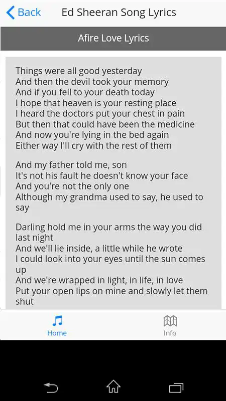 Play Ed Sheeran Song Lyrics