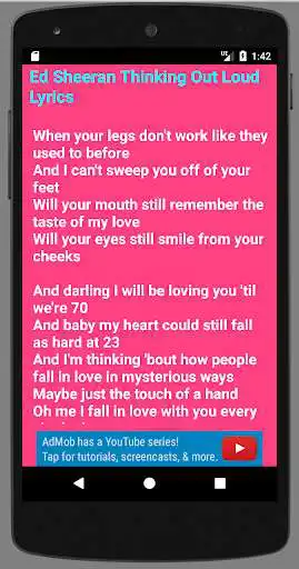 Play APK Ed Sheeran Thinking Out Loud Lyrics  and enjoy Ed Sheeran Thinking Out Loud Lyrics with UptoPlay ph.aliapps.edsheeranthinkingoutloudlyrics