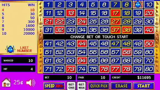 Play Egyptian Keno Catch The Scarab  and enjoy Egyptian Keno Catch The Scarab with UptoPlay