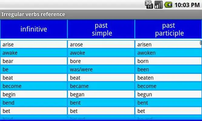 Play English Irregular Verbs