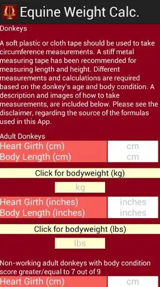 Play Equine Weight Calculator as an online game Equine Weight Calculator with UptoPlay
