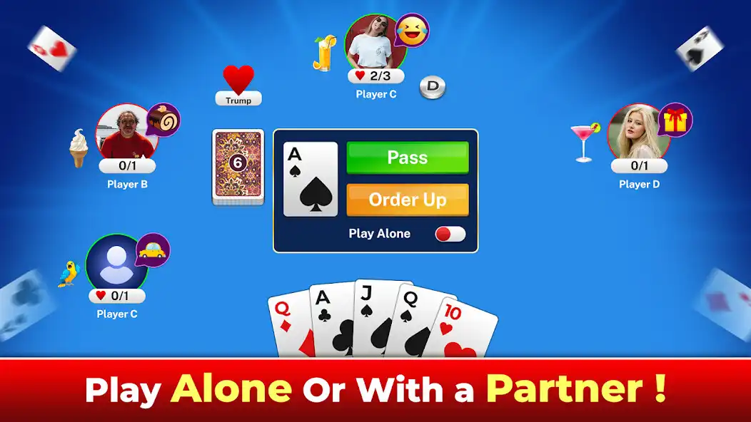 Play Euchre Multiplayer Card Game as an online game Euchre Multiplayer Card Game with UptoPlay