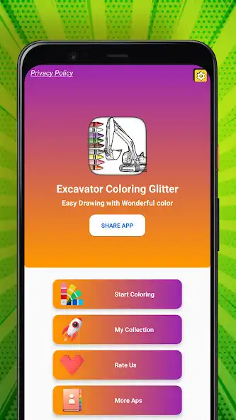 Play Excavator Coloring Glitter as an online game Excavator Coloring Glitter with UptoPlay
