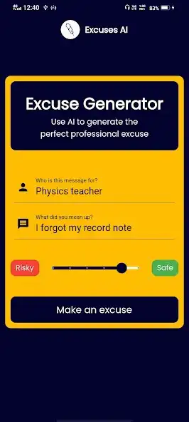 Play Excuses Generator AI as an online game Excuses Generator AI with UptoPlay