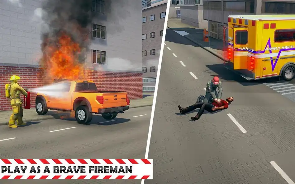 Play Firefighter Truck Simulator 3D: Rescue Emergency as an online game Firefighter Truck Simulator 3D: Rescue Emergency with UptoPlay
