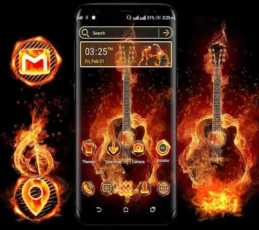 Play Fire Guitar Launcher Theme  and enjoy Fire Guitar Launcher Theme with UptoPlay