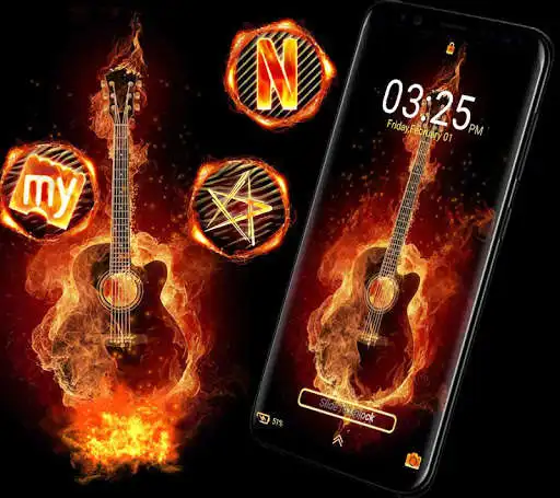 Play Fire Guitar Launcher Theme as an online game Fire Guitar Launcher Theme with UptoPlay