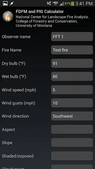 Play Fire weather calculator