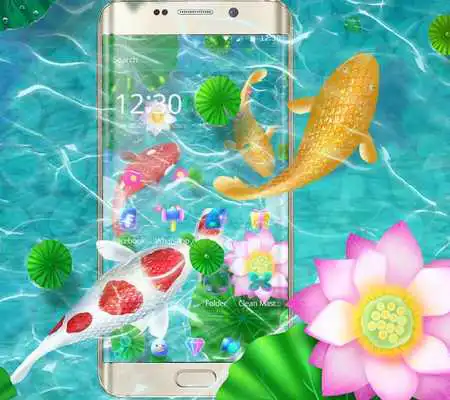 Play Fish natural lotus wallpaper theme