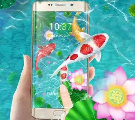 Play Fish natural lotus wallpaper theme