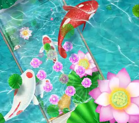 Play Fish natural lotus wallpaper theme