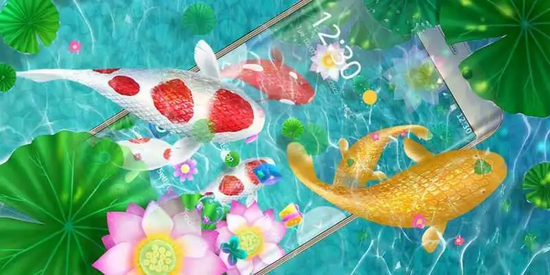 Play Fish natural lotus wallpaper theme