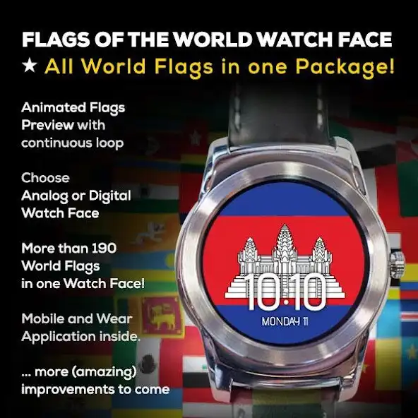 Play Flags of the World Watch Face  and enjoy Flags of the World Watch Face with UptoPlay