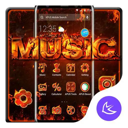 Run free android online Flame Music APUS Launcher theme APK Run free android online Flame Music APUS Launcher theme APK