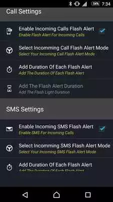 Play Flashlight Alert on call  sms