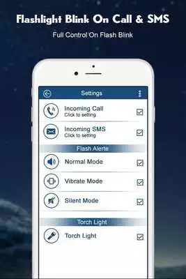 Play Flashlight Blink on Call  Sms