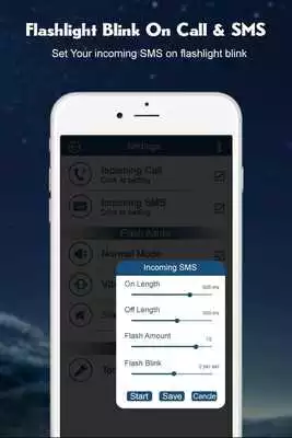 Play Flashlight Blink on Call  Sms