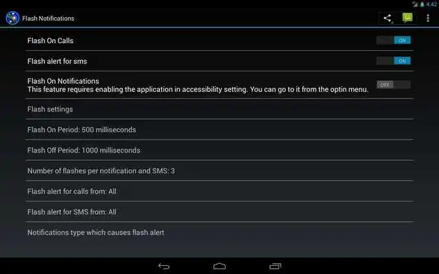 Play flash on call  notifications