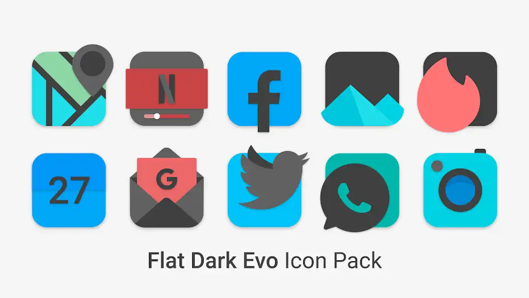 Play Flat Dark Evo - Icon Pack  and enjoy Flat Dark Evo - Icon Pack with UptoPlay