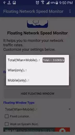 Play Floating Network Speed Monitor as an online game Floating Network Speed Monitor with UptoPlay